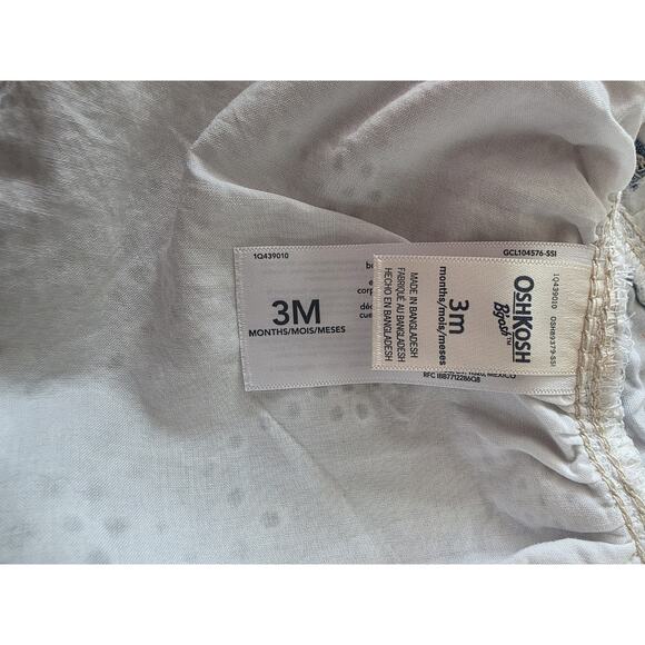 Oshkosh B'Gosh Baby Denim Jumper Dress White Eyelet‎ Skirt Vestbak 3 Months - Picture 5 of 5